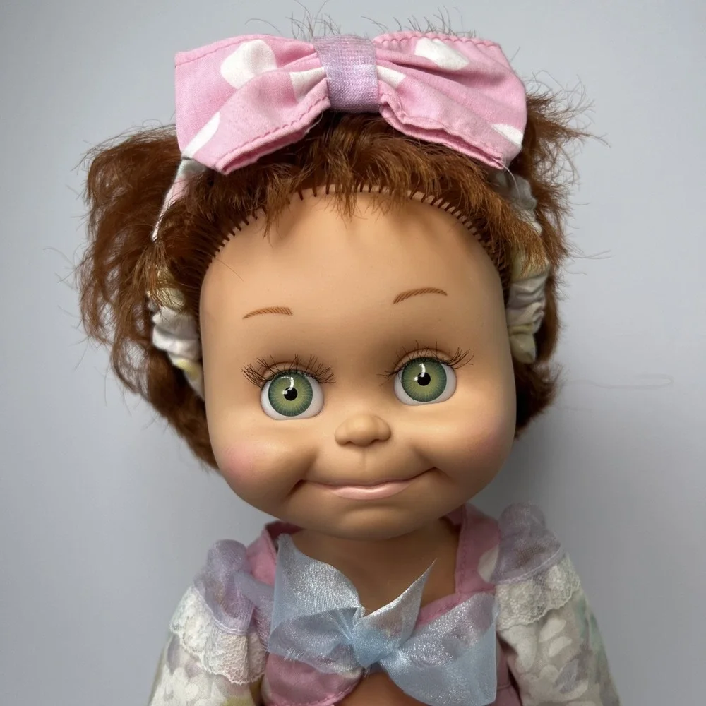 Vintage 1990 Galoob Baby Face So Shy Sherri #9 Green Eyes Pastel Dress